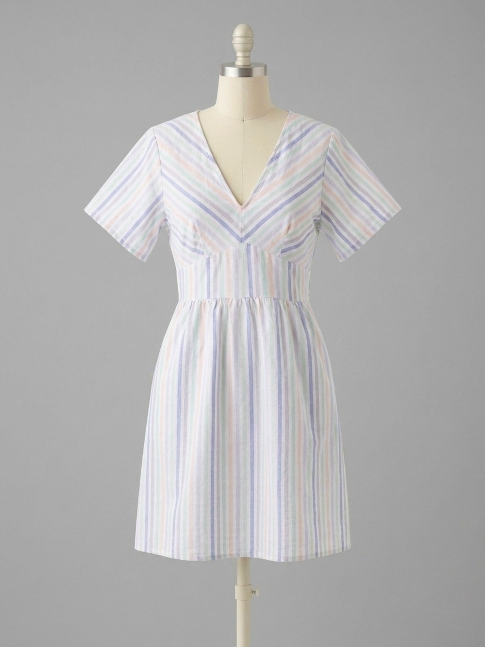 Gap nautical preppy pastel stripe linen blend summer dress size 4